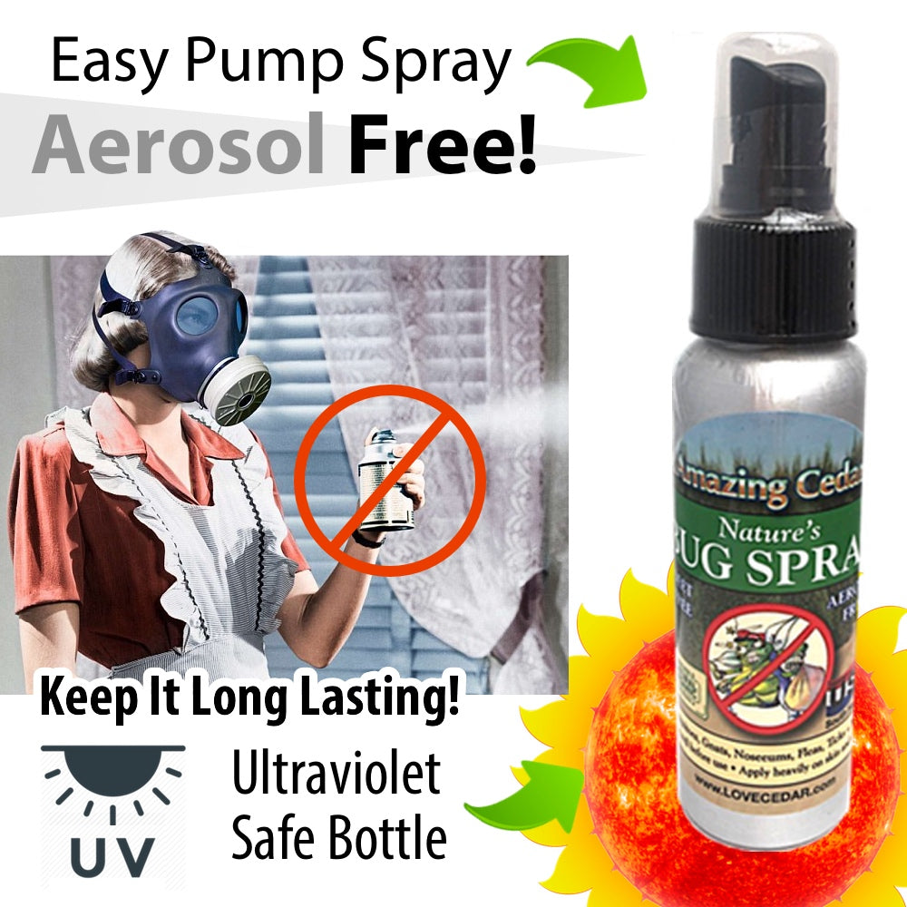 Amazing Cedar™ All Natural Mosquito Bug Spray For Kids, Pets, Whole Family-Go Anywhere Travel Bottles